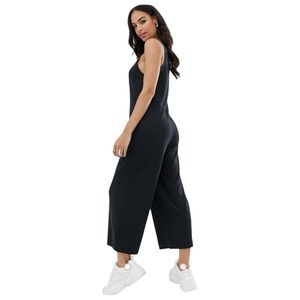 ASOS Black Brushed Jersey Oversized Wide Leg Crop Sleeveless Jumpsuit Size 12